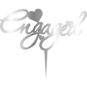 Връх за торта "Engaged" - сребърен